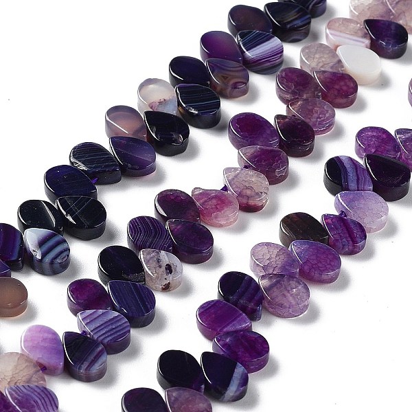 

PandaHall Natural Agate Beads Strands, Dyed & Heated, Top Drilled, Teardrop, Purple, 8x5x3mm, Hole: 0.8~1mm, about 52~55pcs/strand...