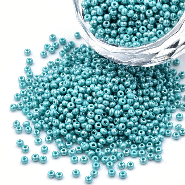 

PandaHall 11/0 Czech Opaque Glass Seed Beads, Lustered, Round, Turquoise, 2.2x1.5mm, Hole: 0.7mm, about 500g/bag Glass Green