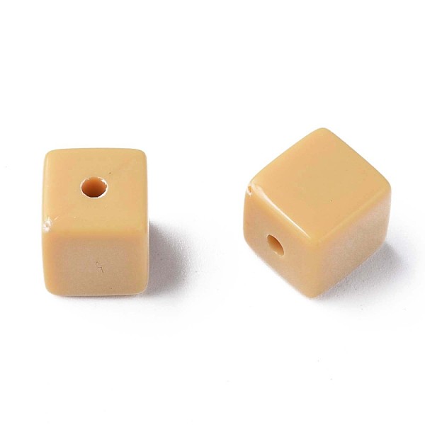 

PandaHall Opaque Acrylic Beads, Cube, BurlyWood, 10.5x9.5x9.5mm, Hole: 2mm, about 490pcs/500g Acrylic Cube Orange