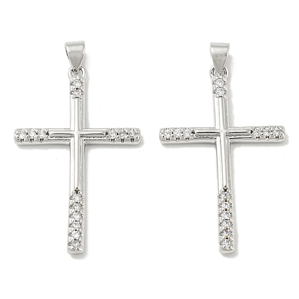 

PandaHall Rack Plating Brass Micro Pave Cubic Zirconia Pendants, Long-Lasting Plated, Lead Free & Cadmium Free, Cross Charms, Religion..., Clear