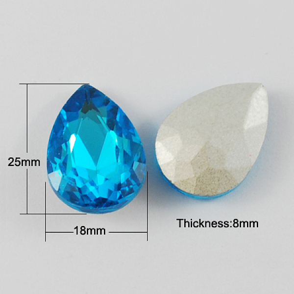 

PandaHall Glass Pointed Back Rhinestone, Back Plated, Faceted, Teardrop, Deep Sky Blue, 25x18x8mm Glass Rhinestone Teardrop Blue