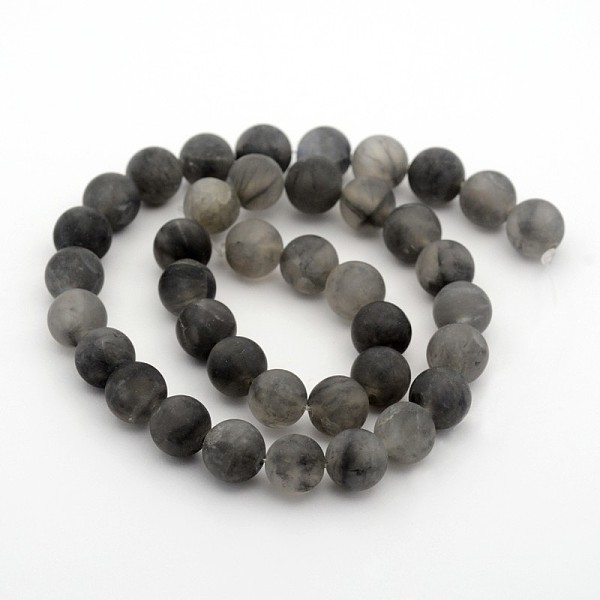 

PandaHall Frosted Natural Cloudy Quartz Round Bead Strands, 8mm, Hole: 1mm, about 24pcs/strand, 7.5 inch Cloudy Quartz Round