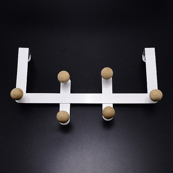 

PandaHall Iron Free of Punch Hook Hanger, with Wood, for Clothing Storage, White, 200x353x110mm Wood White