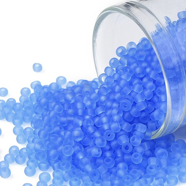 

PandaHall TOHO Round Seed Beads, Japanese Seed Beads, (3LF) Very Light Sapphire Transparent Matte, 11/0, 2.2mm, Hole: 0.8mm, about..., Blue