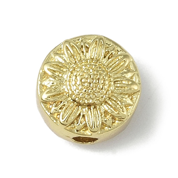 

PandaHall Rack Plating Brass Beads, Long-Lasting Plated, Lead Free & Cadmium Free, Flat Round with Flower, Real 18K Gold Plated, 9x7mm, Hole...