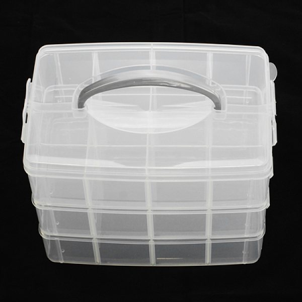

PandaHall Plastic Bead Containers, Rectangle,Three Layers, A Total of 24 Compartments, Clear, 234x153x185mm, Compartment: 72x56~57x74mm...
