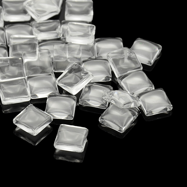 Transparent Glass Square Cabochons