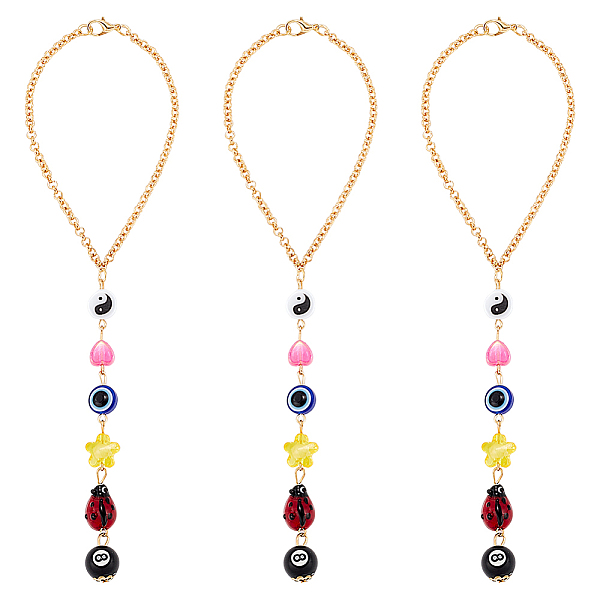 3Pcs Evil Eye Plastic with Iron Pendant Decorations