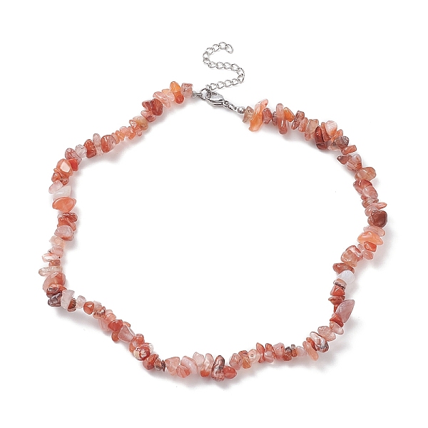 

PandaHall Natural Carnelian Chips Beaded Necklaces, 304 Stainless Steel Jewelry for Women, 15.24''(38.7cm) Carnelian Chip