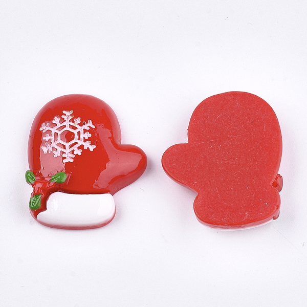

PandaHall Resin Cabochons, Christmas Glove, Red, 27x23x6.5mm Resin Clothes Red
