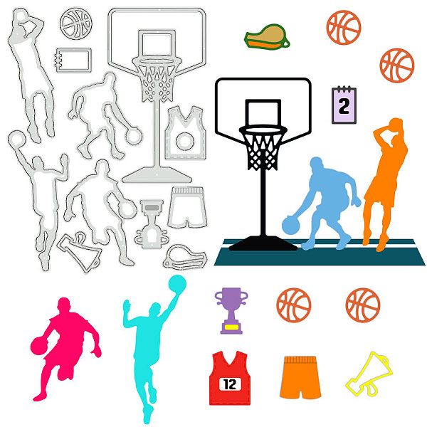 

PandaHall Sports Theme Carbon Steel Cutting Dies Stencils, for DIY Scrapbooking, Photo Album, Decorative Embossing Paper Card, Basketball...