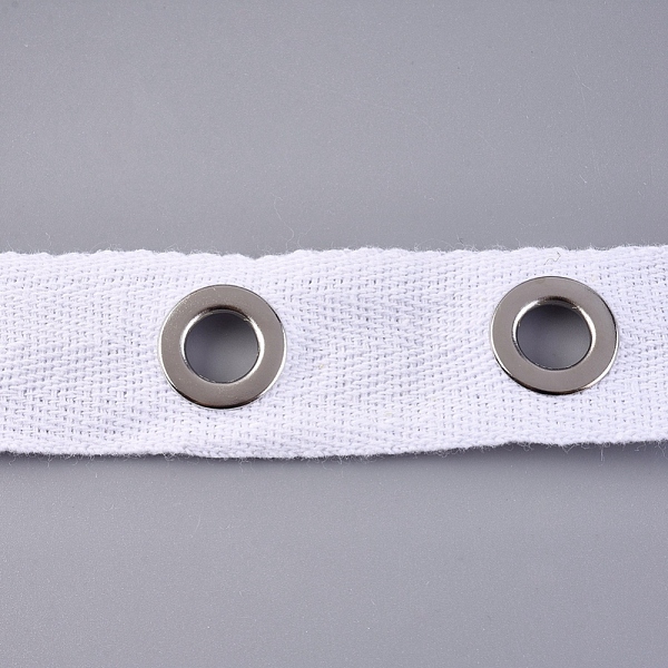 

PandaHall Cotton Herringbone Ribbon, Eyelet Twill Tape, for Clothing Accessories, White, 1 inch(25mm), Hole: 8mm Cotton Herringbone White