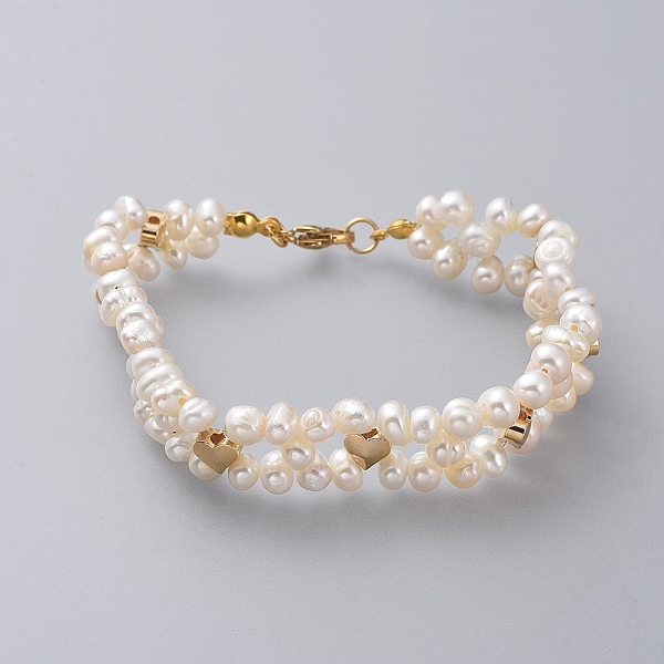 

PandaHall Beaded Bracelets, with Natural Pearl, Brass Findings, Cornsilk, Real 18K Gold Plated, 7-1/2 inch(19cm), 13mm Pearl Gold