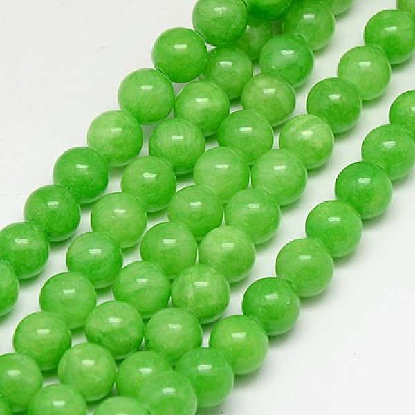 

PandaHall Natural Yellow Jade Beads Strands, Dyed, Round, Lime Green, 6mm, Hole: 1mm, about 70pcs/strand, 15.75 inch Yellow Jade Round Green