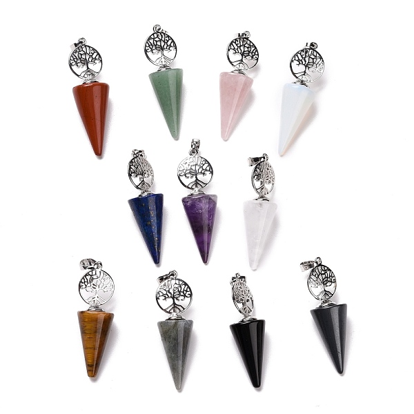 

PandaHall Natural & Synthetic Gemstone Big Pendants, with Platinum Plated Brass Findings, Cone, Cadmium Free & Lead Free, Mixed Dyed and...