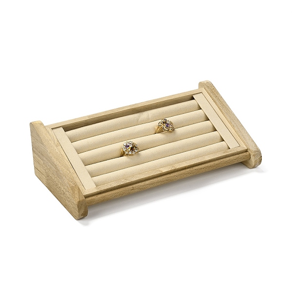 

PandaHall Wood Jewelry Finger Ring Displays Stands, with Microfibre, Antique White, 12.8x24x7.4cm Wood