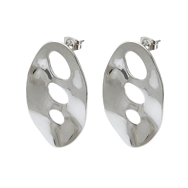 

PandaHall 304 Stainless Steel Stud Earring Findings, with Loop, Oval, 34x22mm, Hole: 3.5mm, Pin: 10.5x0.5mm 304 Stainless Steel Oval