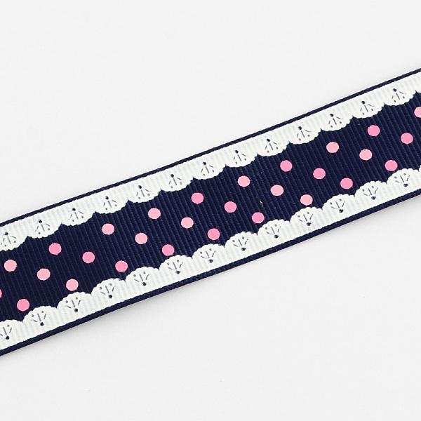 

PandaHall Single Face Polka Dot Printed Polyester Grosgrain Ribbon, Marine Blue, 3/8 inch(9mm), about 100yards/roll(91.44m/roll) Polyester...