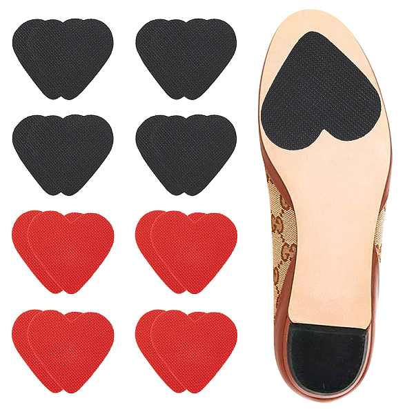 

PandaHall GORGECRAFT 8 Pairs 2 Colors Anti Slip Shoe Grip Stickers Non-Slip Heart Shape Shoe Stickers Red Black Rubber Bottom Sole Grip for..., Multicolor