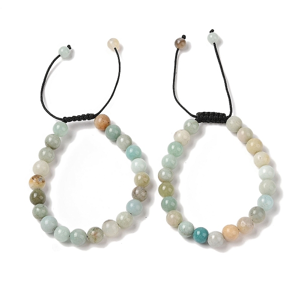 

PandaHall 8mm Round Natural Flower Amazonite Braided Bead Bracelets, Adjustable Nylon Cord Bracelets for Women Men, Inner Diameter...