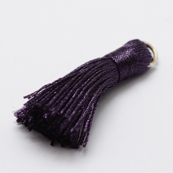 

PandaHall Nylon Tassels Pendant Decorations, with Alloy Findings, Purple, 31x7mm, Hole: 2x5mm Nylon Purple