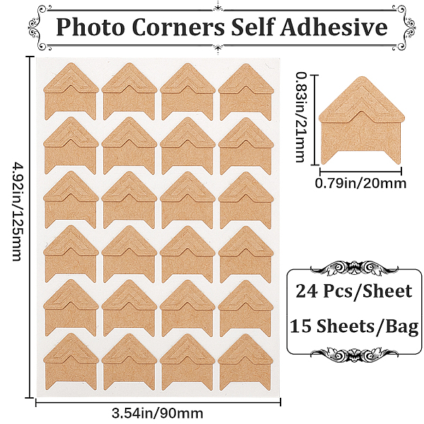 

PandaHall Gorgecraft 15 Sheets Photo Mounting Corners, Self Adhesive Sticker, for DIY Scrapbook Album Diary Personal Organizer Notebook..., Multicolor
