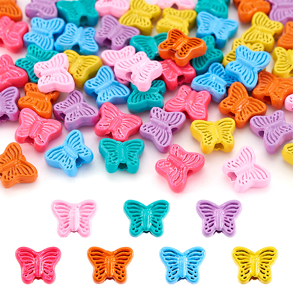 

PandaHall 56Pcs 7 Colors Spray Painted Alloy Beads, Butterfly, Mixed Color, 5x6x3mm, Hole: 1.2mm, 8pcs/color Alloy Butterfly Multicolor