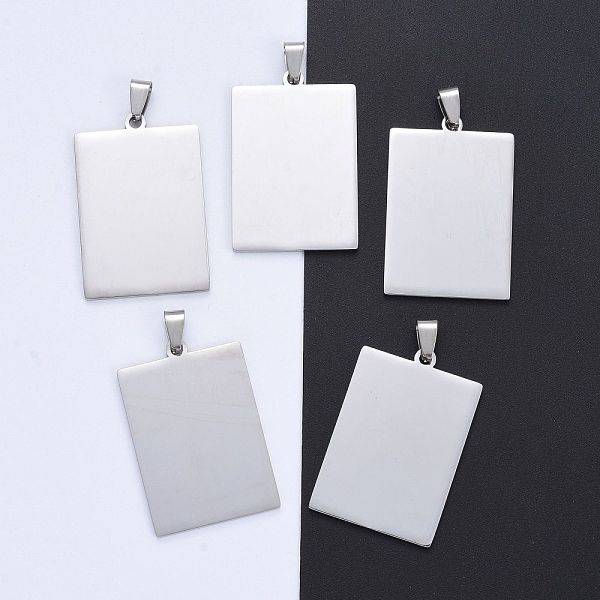 

PandaHall 304 Stainless Steel Big Pendants, Manual Polishing, Blank Stamping Tags, Rectangle, Stainless Steel Color, 41.5x28x1.8mm, Hole...