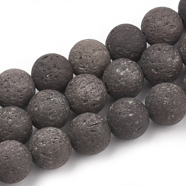 PandaHall Synthetic Lava Rock Beads Strands, Dyed, Round, Coffee, 12mm, Hole: 1mm, about 32pcs/strand, 14.96 inch(38cm) Lava Rock Round...
