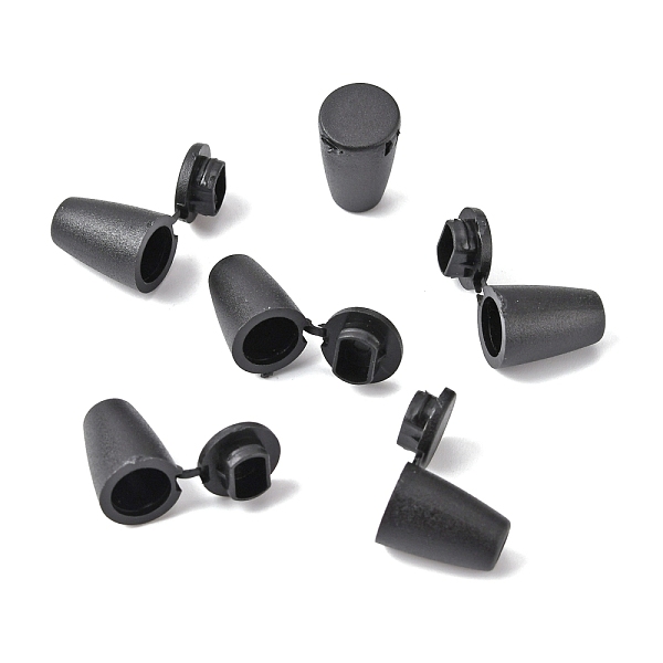

PandaHall Plastic Cord End, End Cap with Flat Round Plug, Cone, Black, 15.5x10mm, Hole: 3.8mm Plastic Black