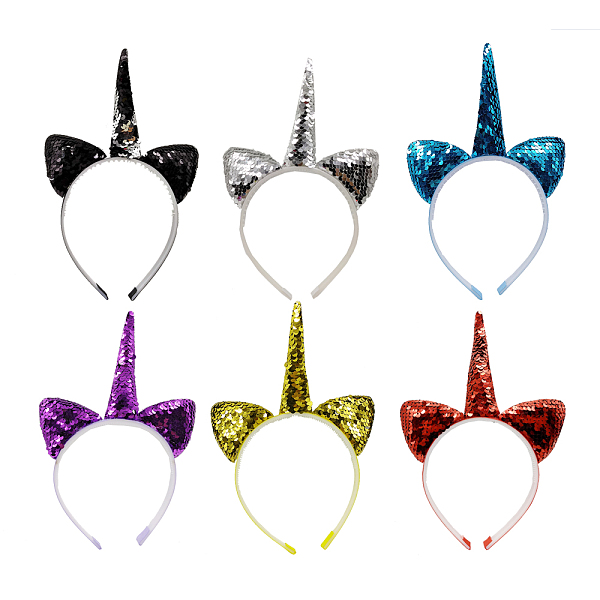 

PandaHall Cat Ears & Unicorn Head bands, with Plastic, Paillette Power, Mixed Color, 240x150mm Cloth Multicolor