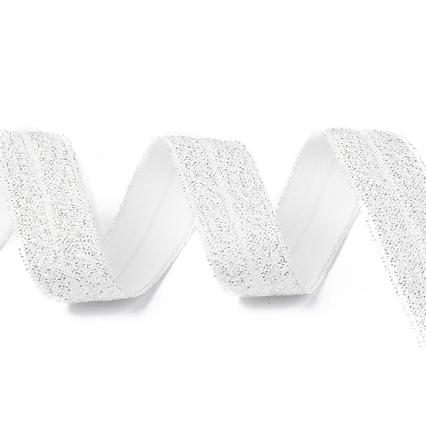 

PandaHall Gold and Silver Sparkle Elastic Side Nylon Ribbon, Webbing Garment Sewing Accessories, White, 5/8 inch(15mm), about 50yards/roll...