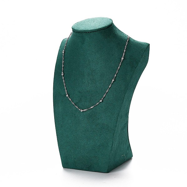 

PandaHall Bust Wood Covered with Microfiber Necklace Display Stands, Dark Slate Gray, 8.8x14.5x22cm Wood