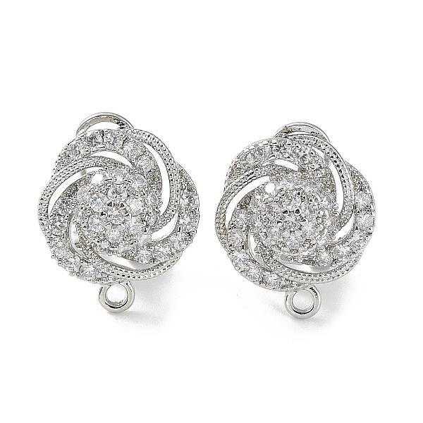 

PandaHall Hollow Flower Brass Micro Pave Cubic Zirconia Stud Earrings Finding, with Horizontal Loops, Cadmium Free & Lead Free, Platinum..., Clear