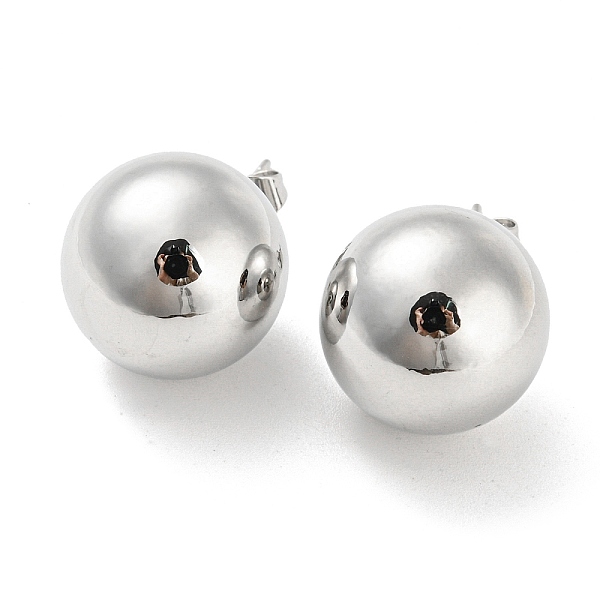 

PandaHall Brass Stud Earrings, Round Ball, Platinum, 28x16mm Brass Round