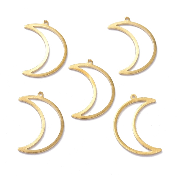 

PandaHall Brass Pendant, for Jewelry Making, Hollow Moon, Raw(Unplated), 26x17x1mm, Hole: 1.2mm Brass Moon
