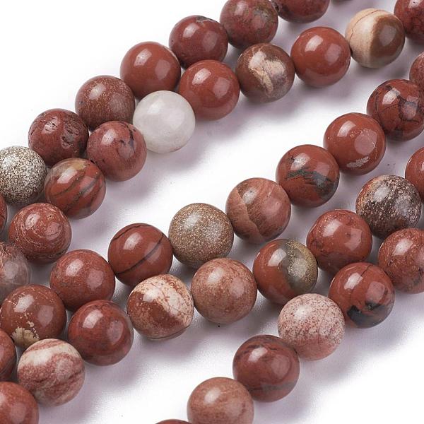 

PandaHall Natural Red Jasper Beads Strands, Round, Grade AB, Red, 8mm, Hole: 1mm, about 48pcs/strand, 15.1 inch Red Jasper Round Red