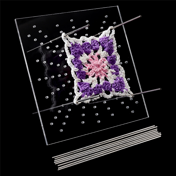 

PandaHall Square Acrylic Crochet Blocking Board, Knitting Loom, with Stainless Steel Pin, for Making Cushions, Scarves, Hats, Headbands..., Clear