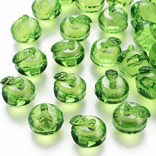 

PandaHall Transparent Acrylic Pendants, Faceted, 3D Apple, Green, 17.5x19x18mm, Hole: 2mm, about 173pcs/500g Acrylic Fruit Green