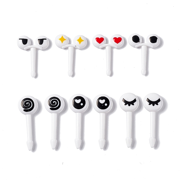 

PandaHall Plastic Disposable Fruit Picks, Cartoon Style Round Eye Shape Fork, Mixed Color, 30~39.5x14~23x5.5~6.5mm, 10pcs/bag Plastic Mixed..., Multicolor