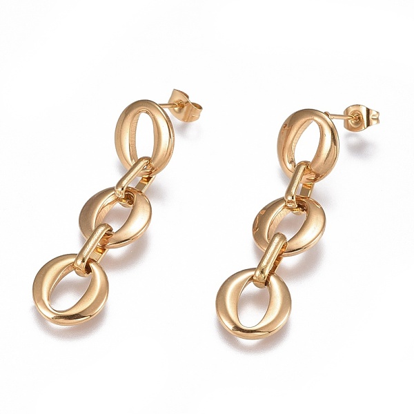 

PandaHall 304 Stainless Steel Dangle Stud Earrings, Hypoallergenic Earrings, Oval, Mixed Color, 45x13x2~5mm, Pin: 0.9mm 304 Stainless Steel