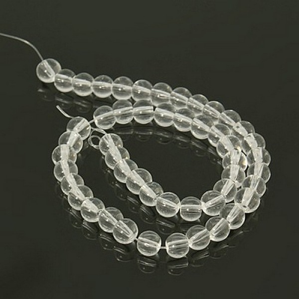6mm Transparent Clear Round Glass Spacer Beads Strands