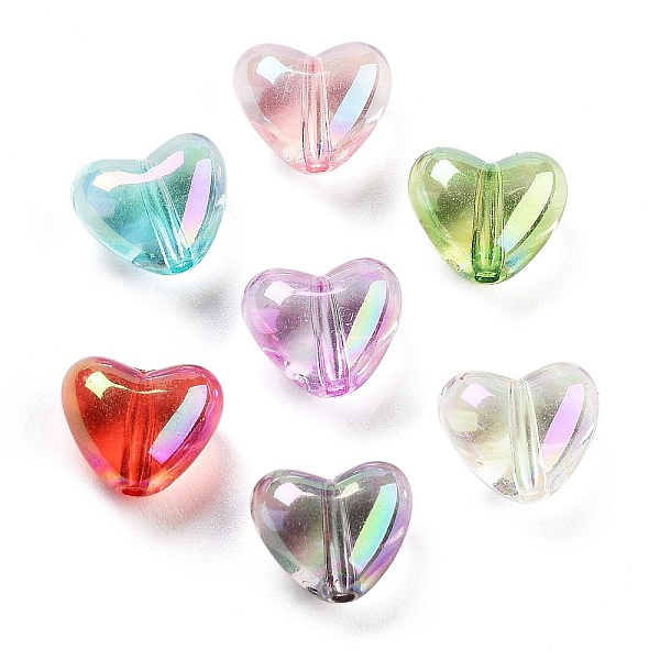 

PandaHall Transparent Acrylic Beads, AB Color Plated, Heart, Mixed Color, 9x10.5x6mm, Hole: 1.4mm, 1428pcs/500g Acrylic Heart Multicolor