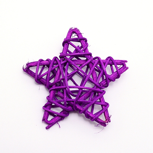 

PandaHall Rattan Art Craft, Star, Purple, 60~63x60~64x12~17mm Rattan Star Purple