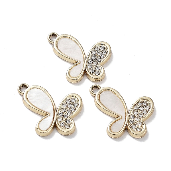 

PandaHall Alloy Pendants, with Shell and Rhinestone, Cadmium Free & Lead Free, Butterfly, 16.5x19x2mm, Hole: 1.6mm Alloy+Rhinestone..., White