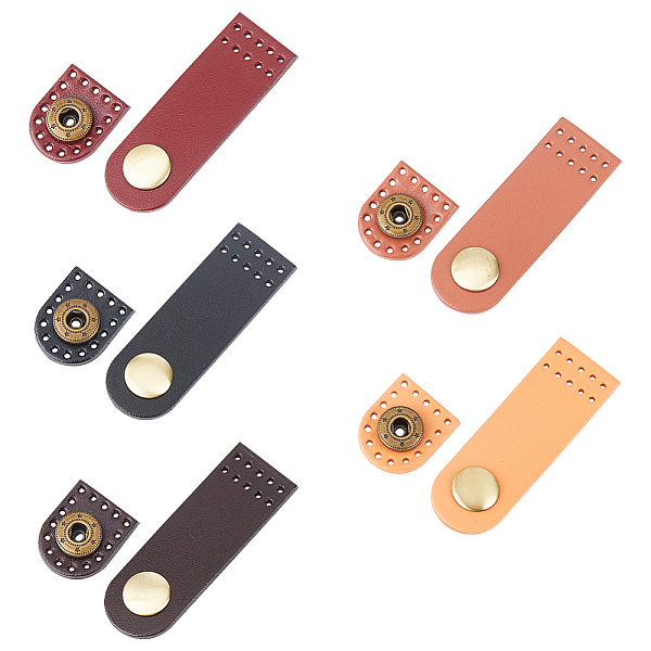 

PandaHall HOBBIESAY 5Pcs 5 Colors Arch Cowhide Leather Sew on Purse Clasps, Brass Snap Button Bag Mouth Buckle, Suitcase Bag Anti-Theft..., Multicolor