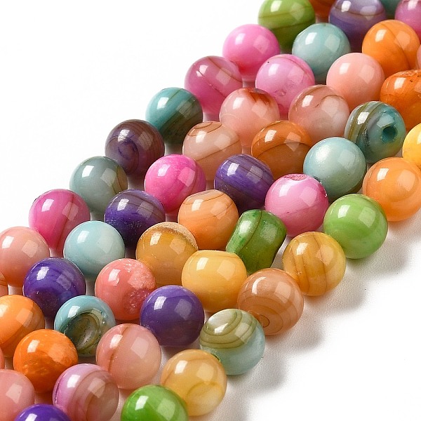

PandaHall Dyed Natural Freshwater Shell Beads Strands, Round, Colorful, 6.5mm, Hole: 0.8mm, about 58~60pcs/strand, 14.57~14.96 inch(37~38cm)...