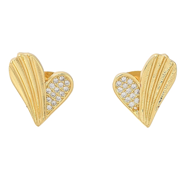 Aretes de circonita cúbica transparente con pavé de latón
