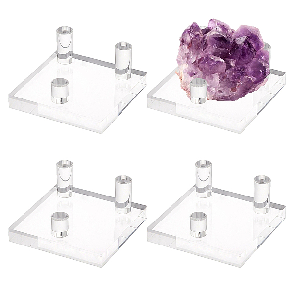 PandaHall Acrylic Display Frame Chassis, Square, Clear, 5x5x0.7cm Acrylic Clear