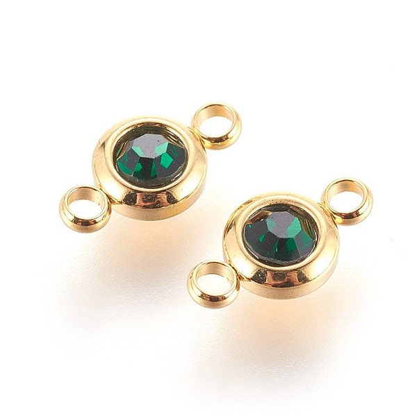 

PandaHall 304 Stainless Steel Rhinestone Links connectors, Flat Round, Golden, Emerald, 12x6.5x4mm, Hole: 2mm 304 Stainless Steel Flat Round..., Green